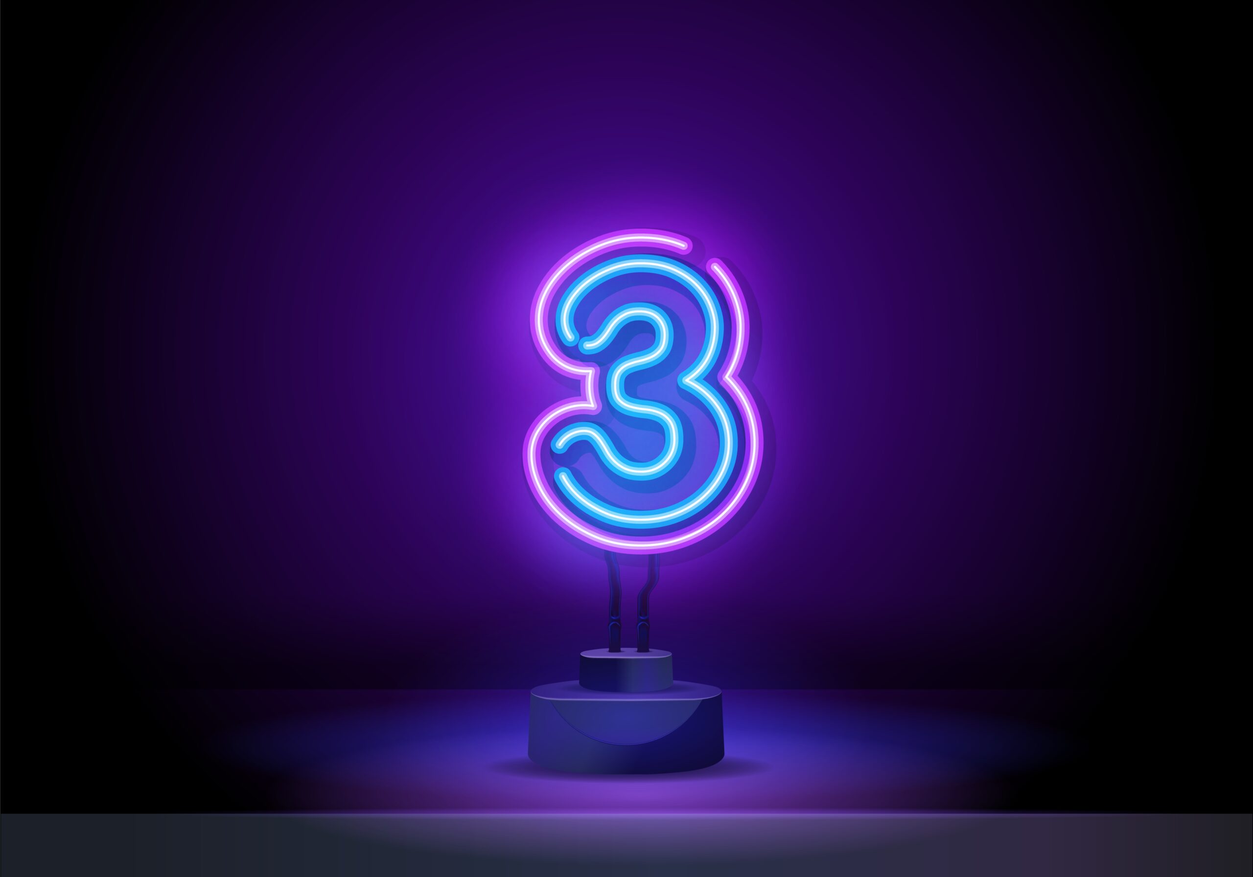 The number 3 created a neon font.
