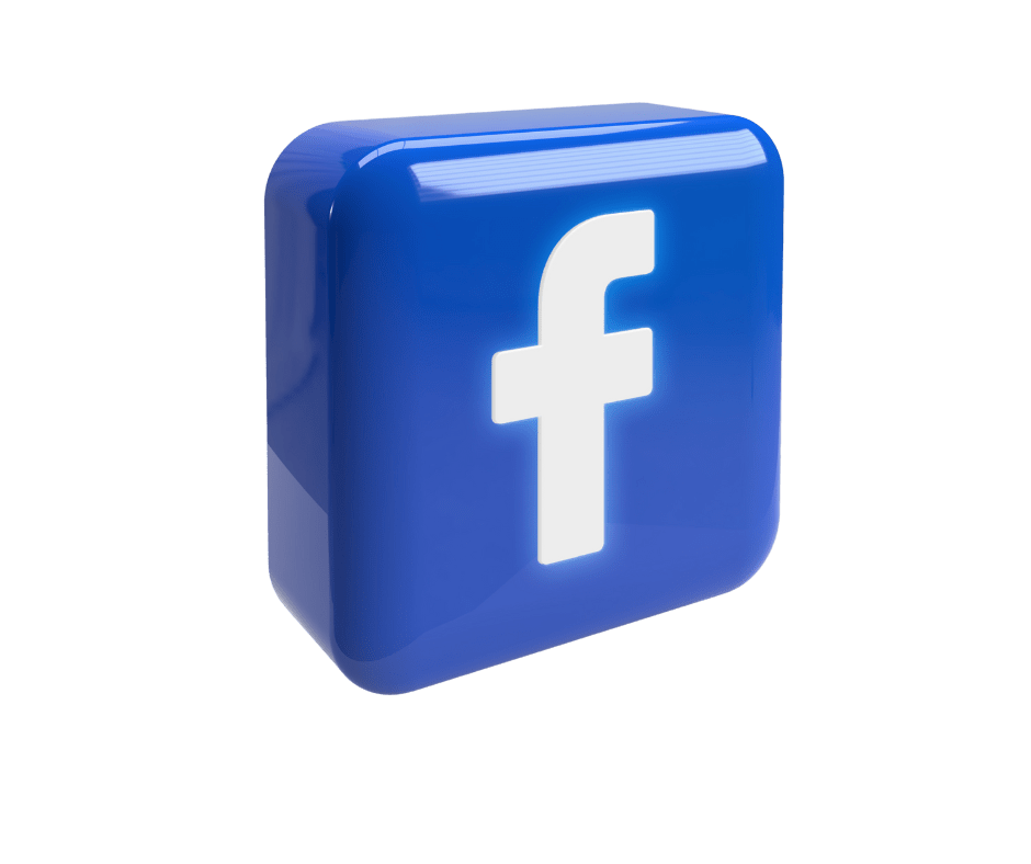 Floating 3D glossy Facebook logo
